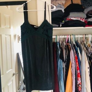 Zara crochet/leather dress (black/teal)